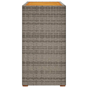 Tavolino da Giardino Piano Legno Grigio 100x40x75 cm Polyrattan 366307