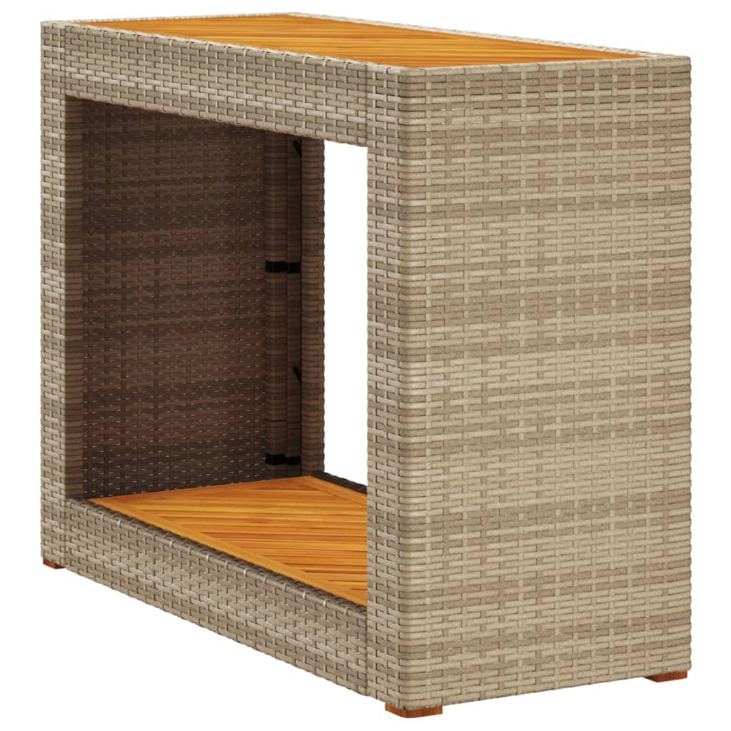 Tavolino da Giardino Piano Legno Beige 100x40x75 cm Polyrattan 366308