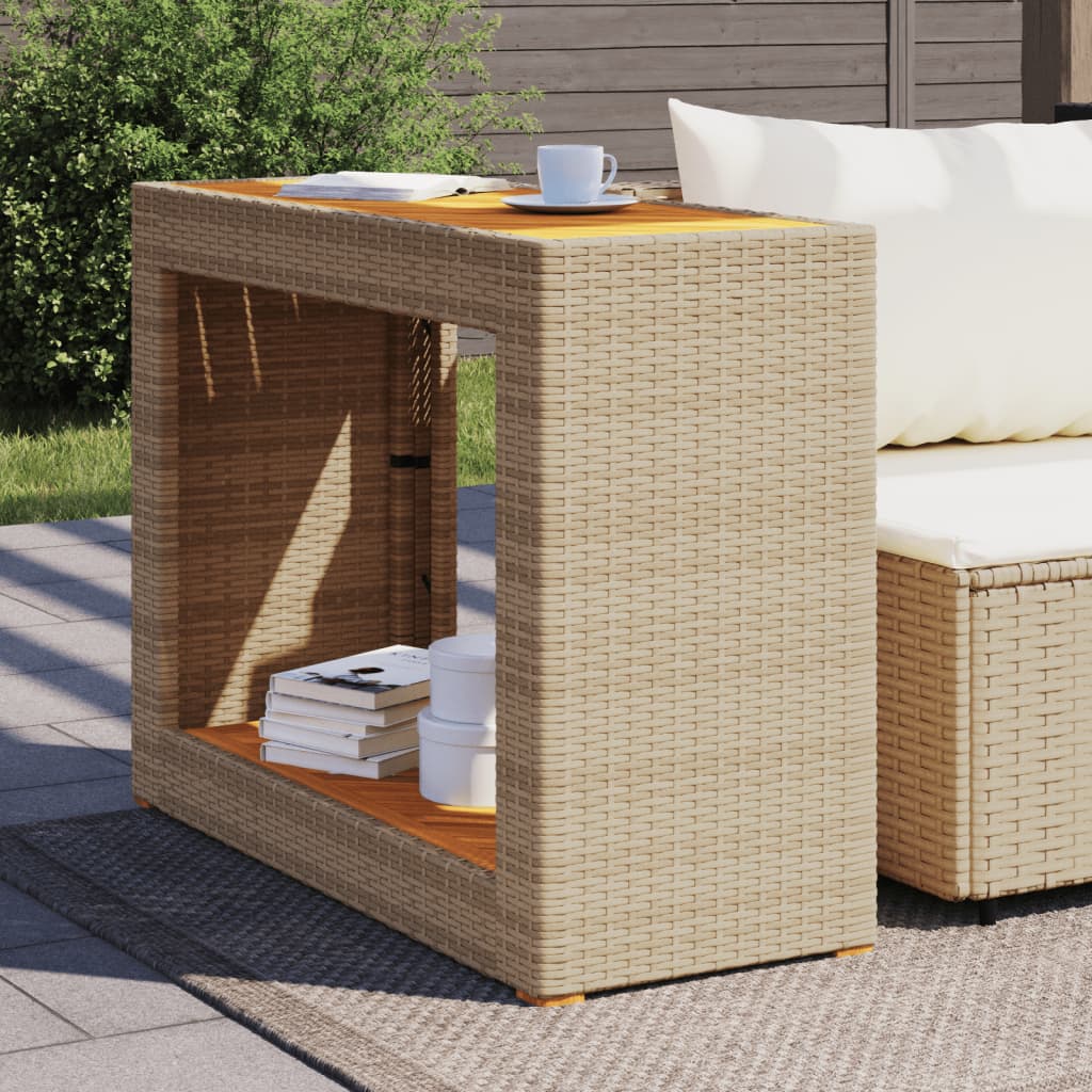 Tavolino da Giardino Piano Legno Beige 100x40x75 cm Polyrattan 366308