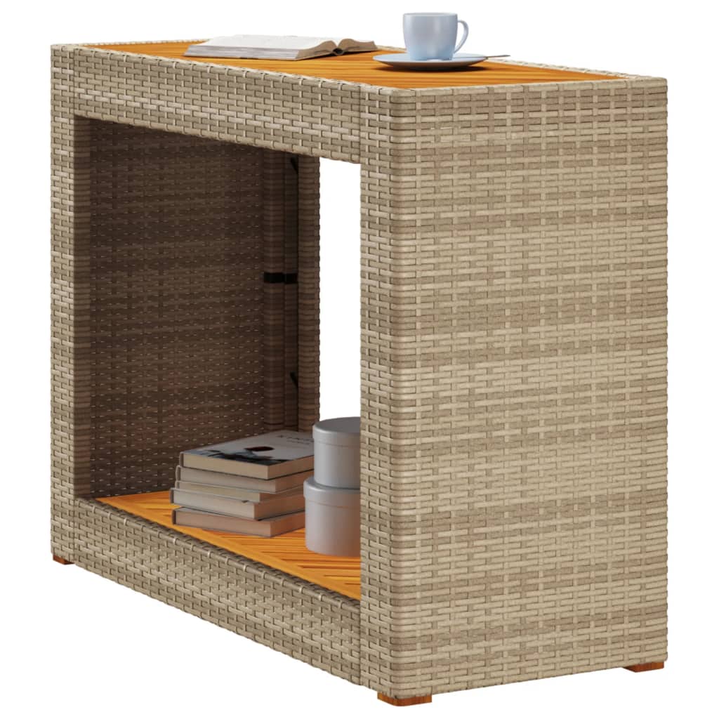 Tavolino da Giardino Piano Legno Beige 100x40x75 cm Polyrattan 366308