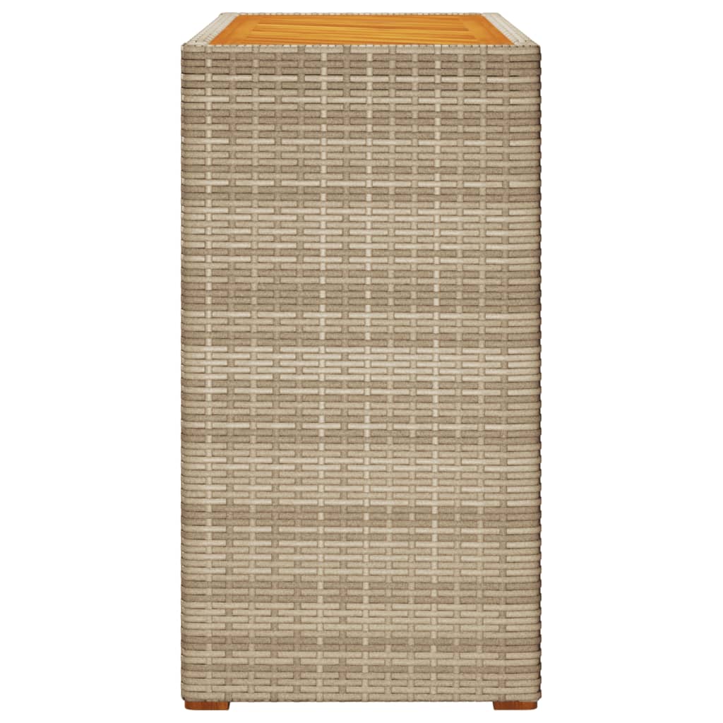 Tavolino da Giardino Piano Legno Beige 100x40x75 cm Polyrattan 366308