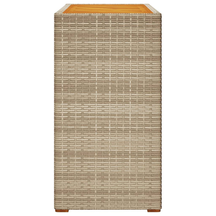 Tavolino da Giardino Piano Legno Beige 100x40x75 cm Polyrattan 366308