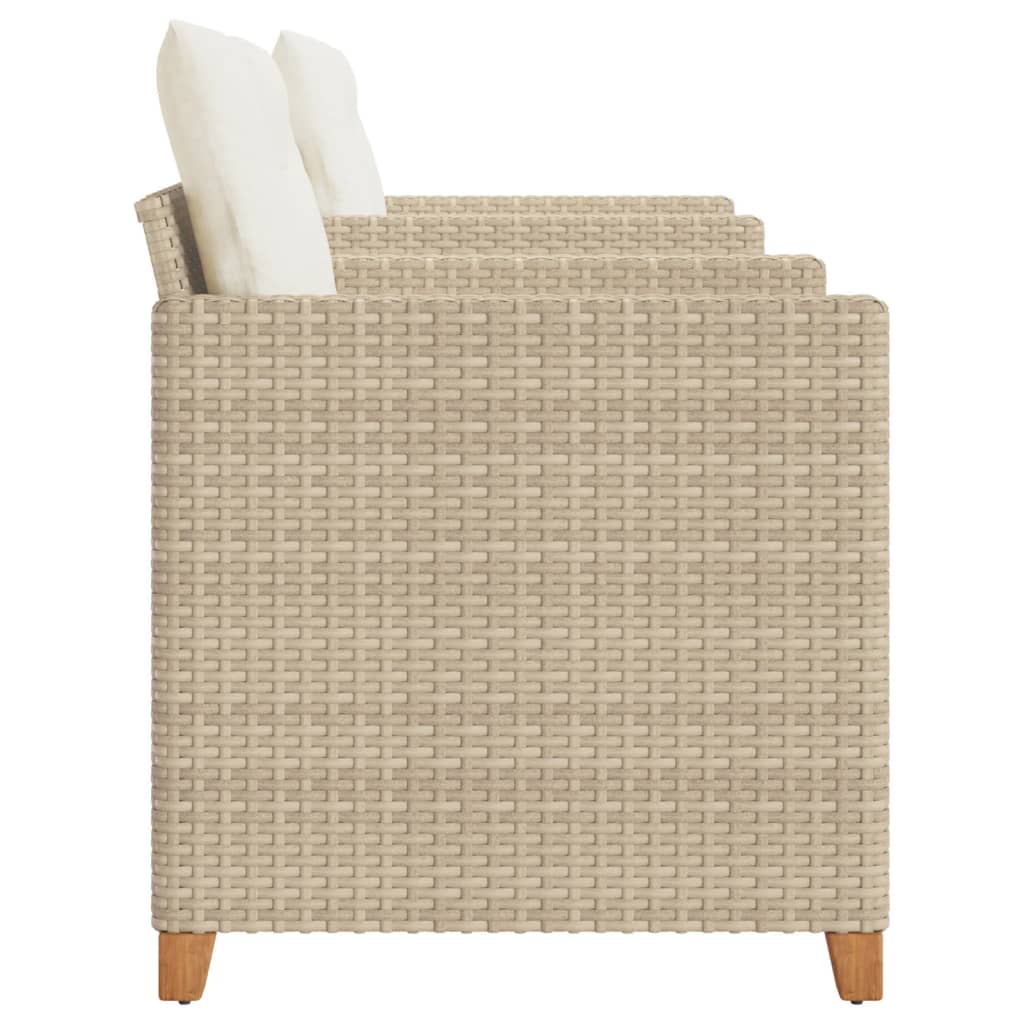 Set da Bistrò 3 pz con Cuscini Beige Polyrattan e Legno Acacia 366311