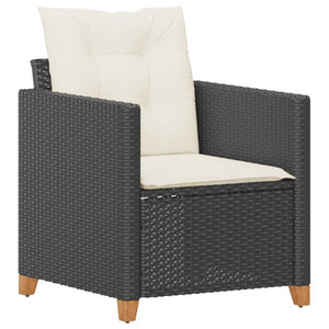 Poltrona da Giardino con Cuscini in Polyrattan Nero 366317