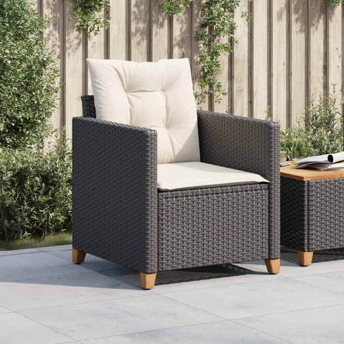 Poltrona da Giardino con Cuscini in Polyrattan Nero 366317