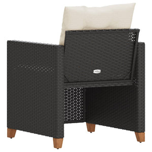 Poltrona da Giardino con Cuscini in Polyrattan Nero 366317