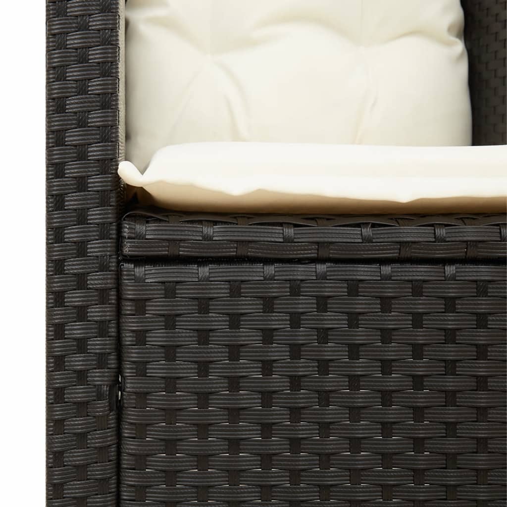 Poltrona da Giardino con Cuscini in Polyrattan Nero 366317