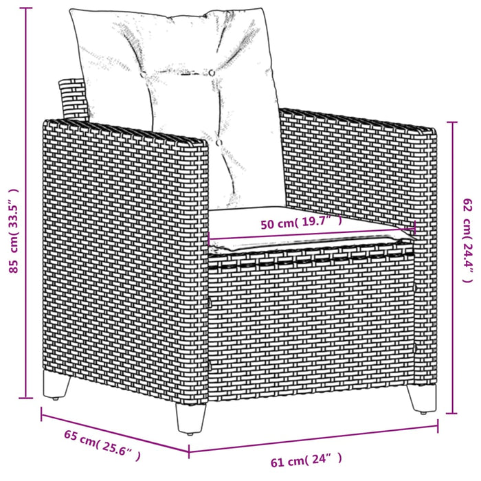 Poltrona da Giardino con Cuscini in Polyrattan Nero 366317