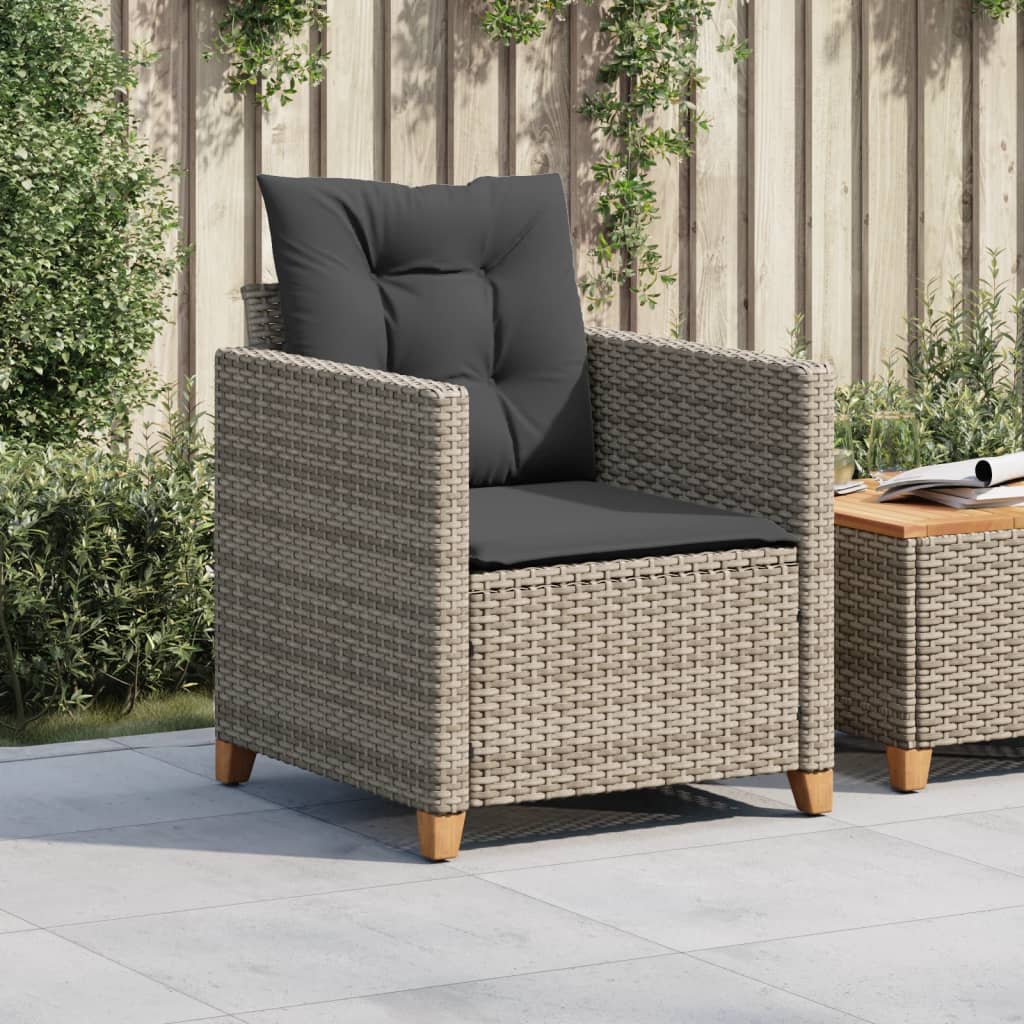 Sedia da Giardino con Cuscini Grigia in Polyrattan 366318