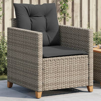 Sedia da Giardino con Cuscini Grigia in Polyrattan 366318