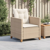 Sedia da Giardino con Cuscini Beige in Polyrattan 366319