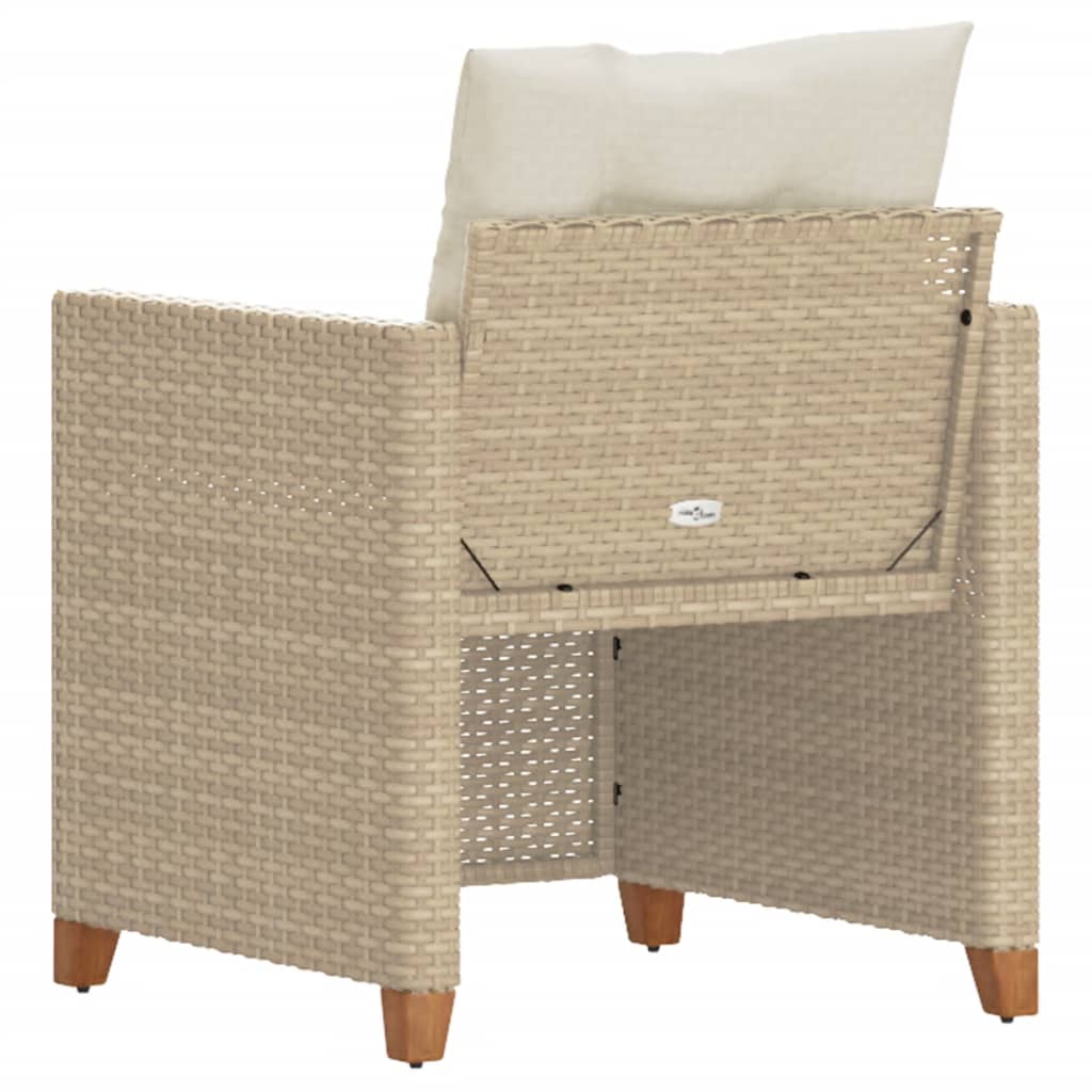 Sedia da Giardino con Cuscini Beige in Polyrattan 366319