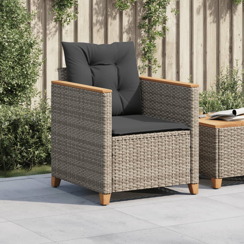 Sedia da Giardino con Cuscini Grigia in Polyrattan 366322