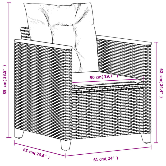 Sedia da Giardino con Cuscini Grigia in Polyrattan 366322