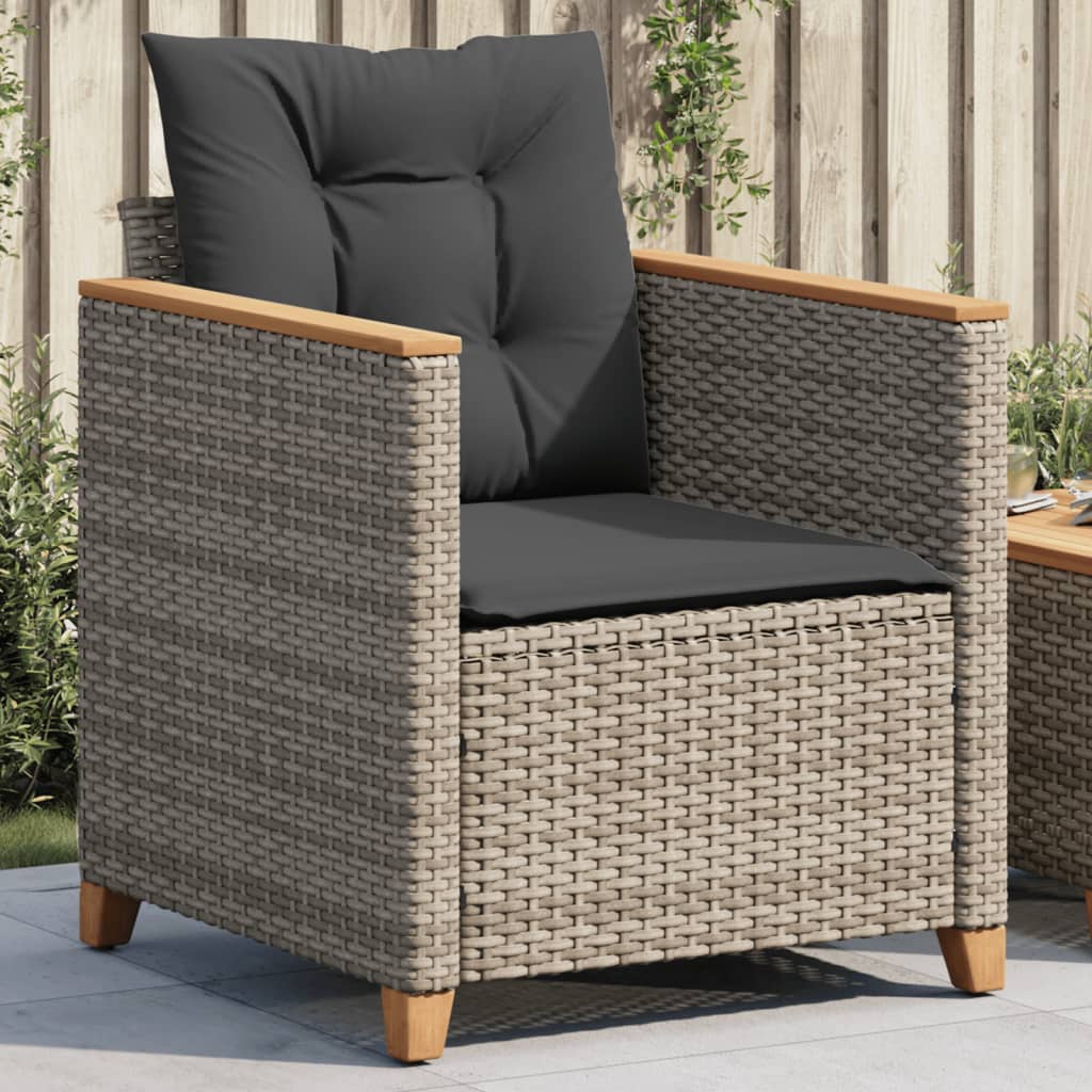 Sedia da Giardino con Cuscini Grigia in Polyrattan 366322