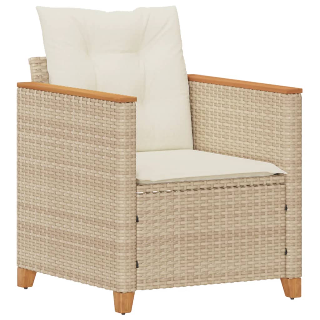 Sedia da Giardino con Cuscini Beige in Polyrattan 366323