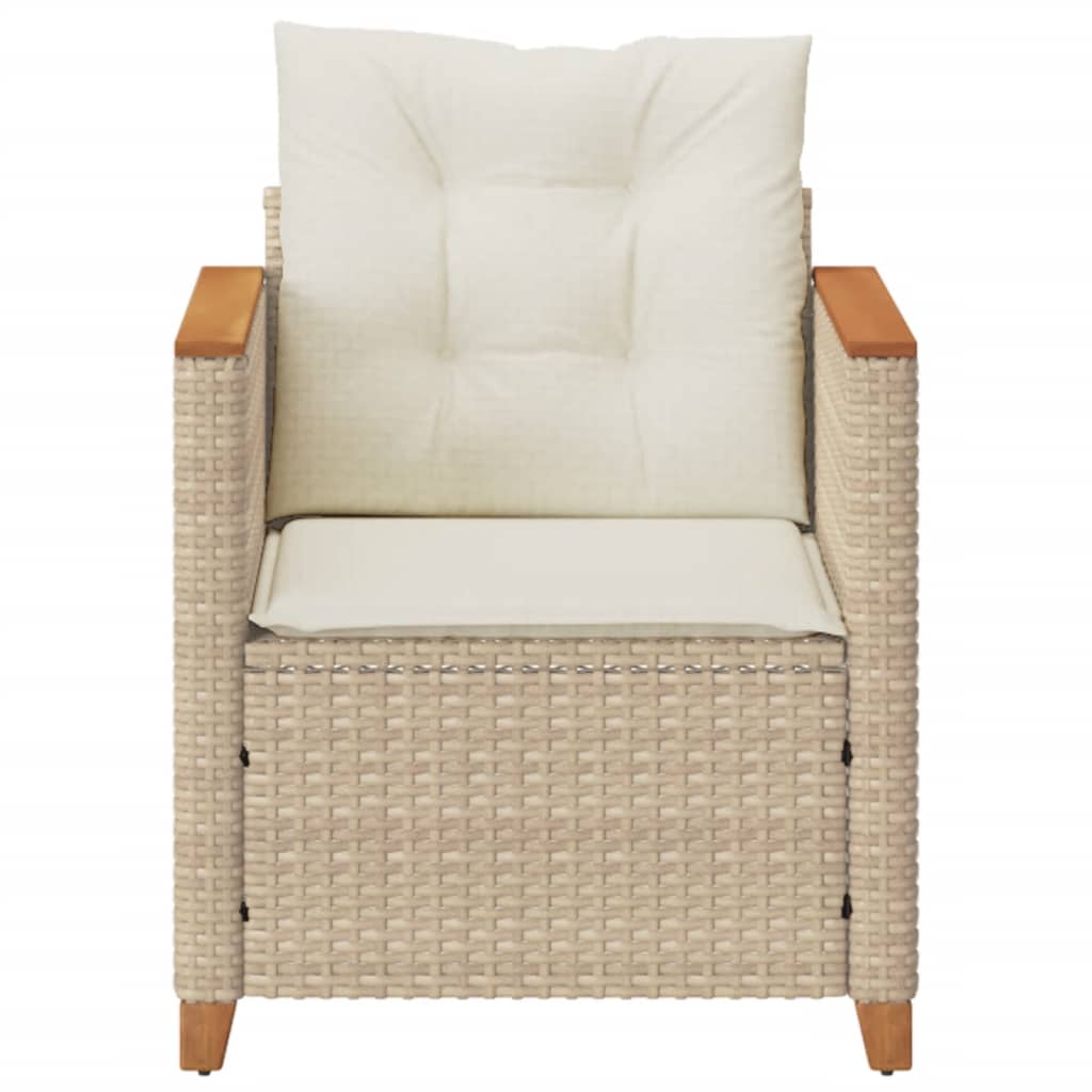 Sedia da Giardino con Cuscini Beige in Polyrattan 366323