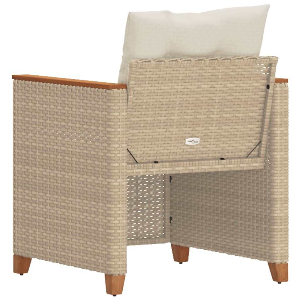 Sedia da Giardino con Cuscini Beige in Polyrattan 366323