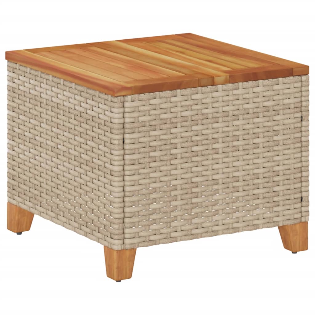 Tavolo da Giardino Beige 45x45x37 cm Polyrattan e Legno Acaciacod mxl 91144