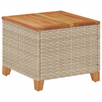 Tavolo da Giardino Beige 45x45x37 cm Polyrattan e Legno Acaciacod mxl 91144