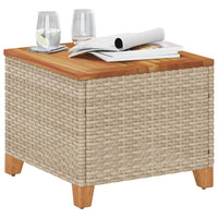 Tavolo da Giardino Beige 45x45x37 cm Polyrattan e Legno Acaciacod mxl 91144