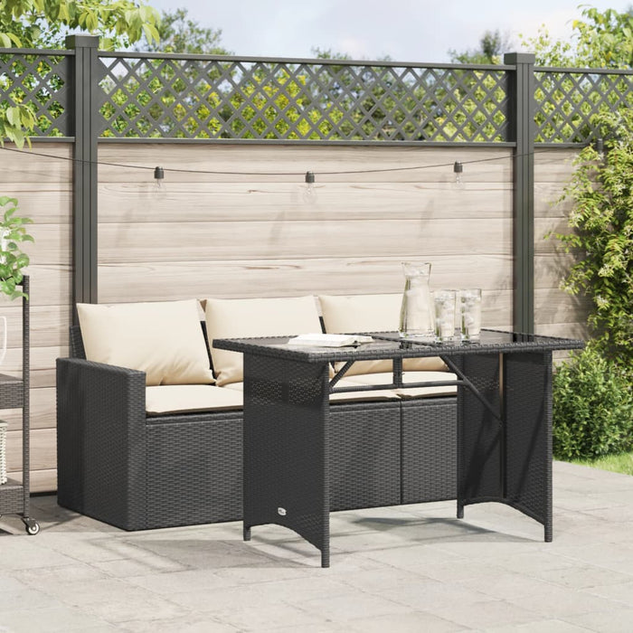 Set da Pranzo da Giardino 2 pz con Cuscini Nero in Polyrattan 366328