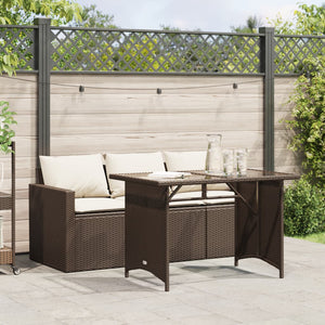 Set da Pranzo da Giardino 2pz con Cuscini in Polyrattan Marrone 366330