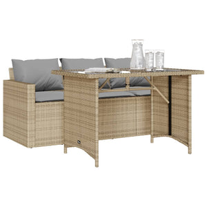 Set da Pranzo da Giardino 2 pz con Cuscini Beige in Polyrattan 366333