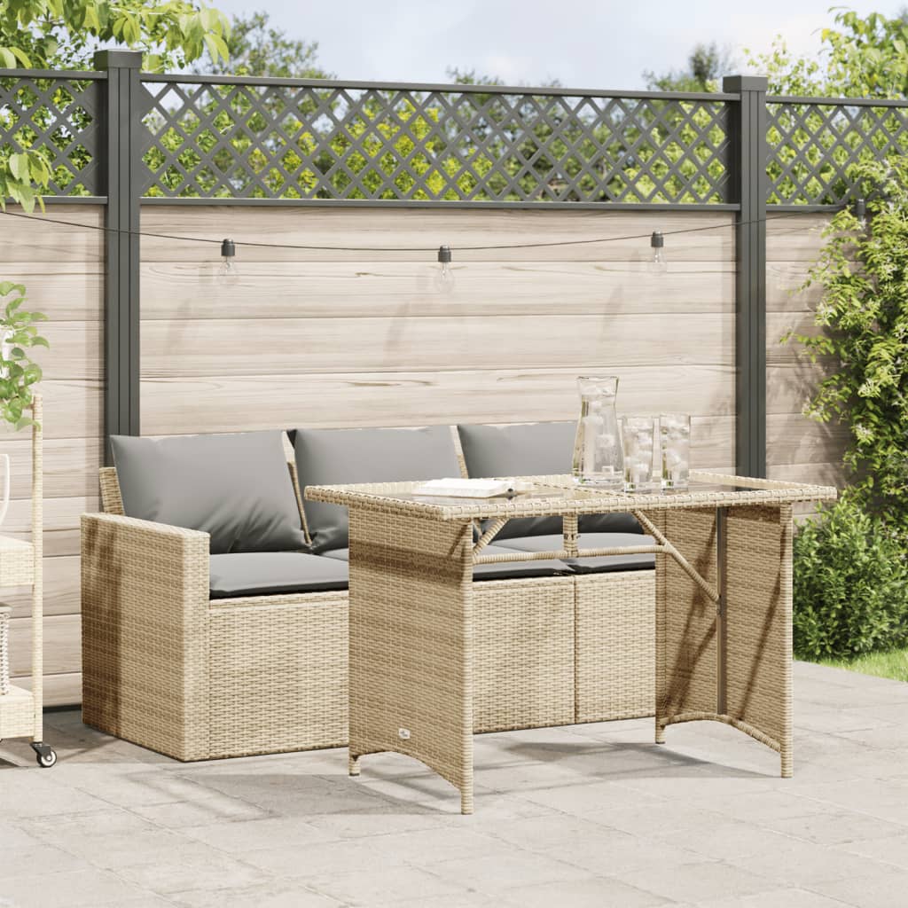 Set da Pranzo da Giardino 2 pz con Cuscini Beige in Polyrattan 366333