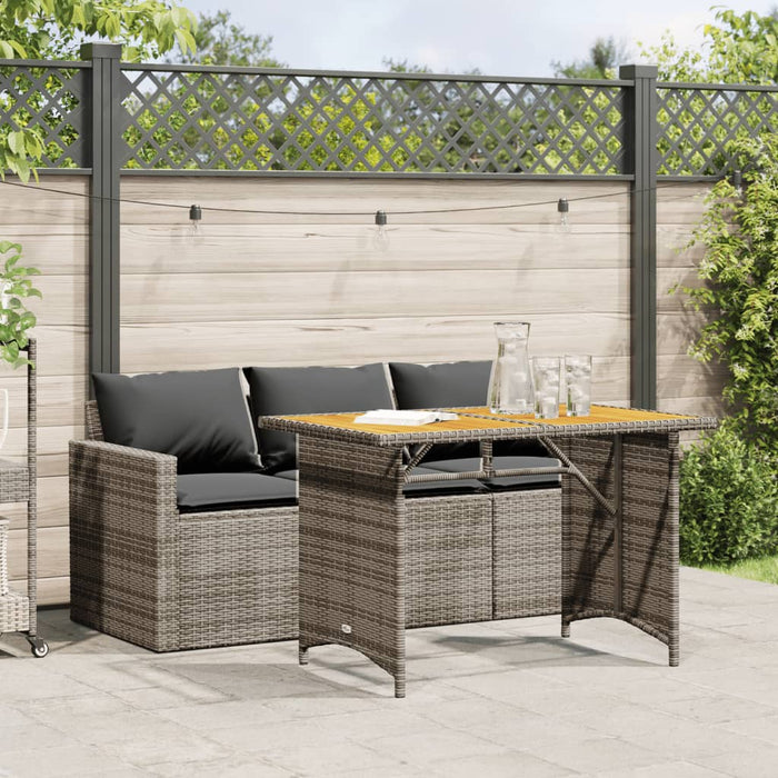 Set da Pranzo da Giardino 2 pz con Cuscini in Polyrattan Grigio 366337