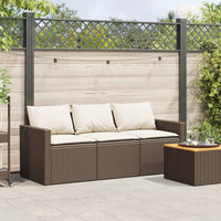 Divano da Giardino a 3 Posti con Cuscini in Polyrattan Marrone 366342