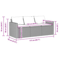 Divano da Giardino a 3 Posti con Cuscini in Polyrattan Marrone 366342