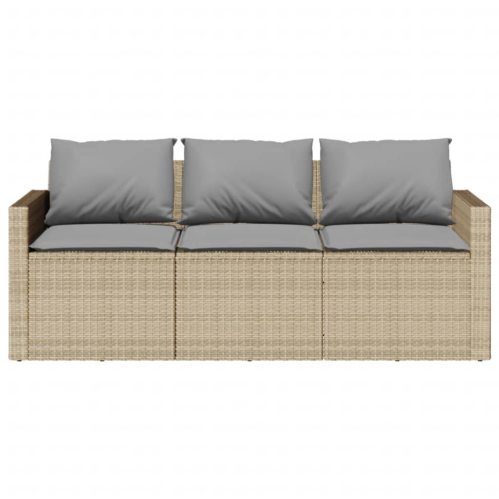 Divano da Giardino con Cuscini a 3 Posti Beige in Polyrattan 366345