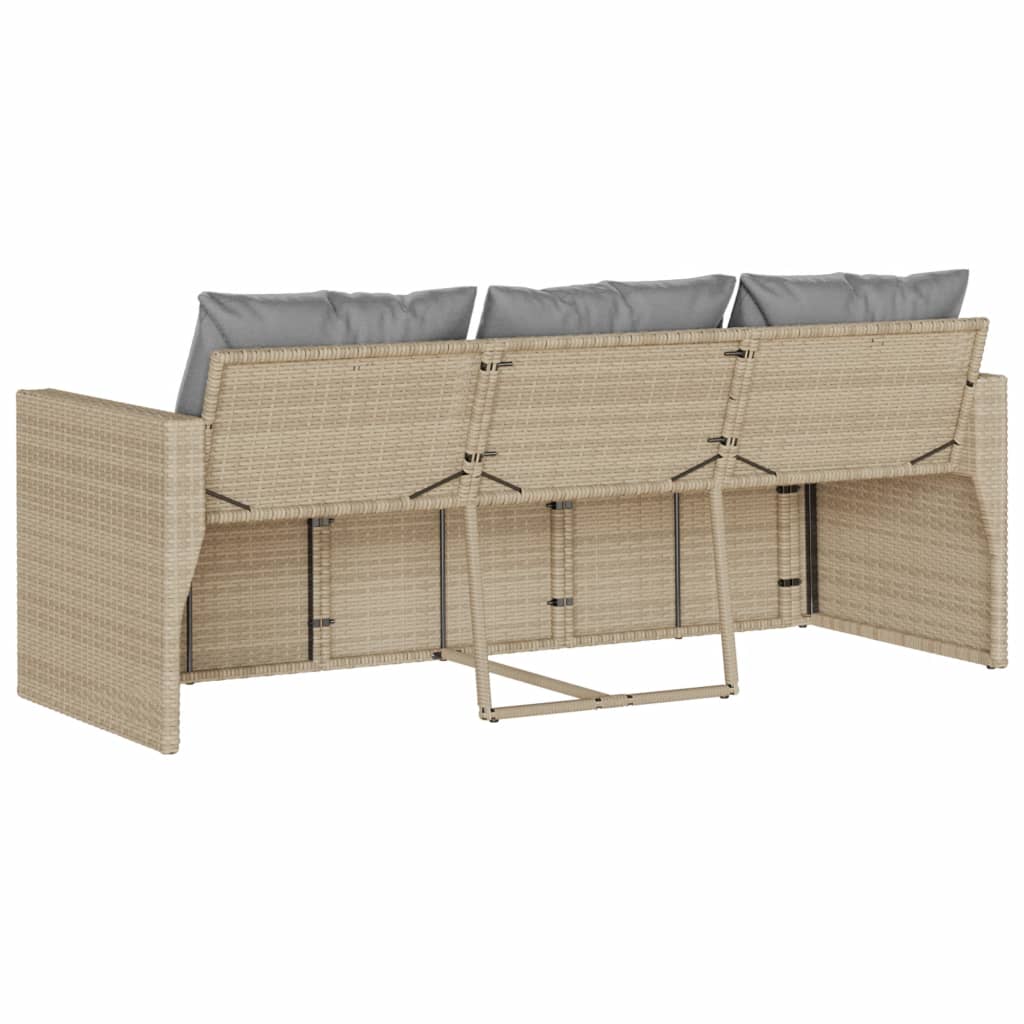 Divano da Giardino con Cuscini a 3 Posti Beige in Polyrattan 366345