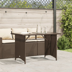 Tavolo Giardino Piano in Vetro Marrone 110x68x70 cm Polyrattan 366351