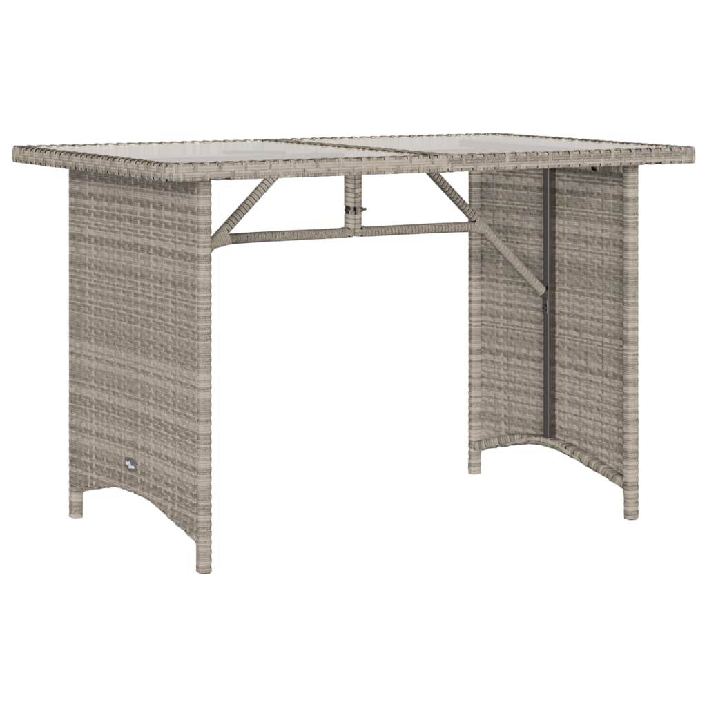 Tavolo Giardino Piano Vetro Grigio Chiaro 110x68x70 Polyrattan 366354