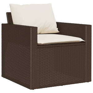 Set Divano da Giardino 4 pz con Cuscini Marrone in Polyrattan 366360