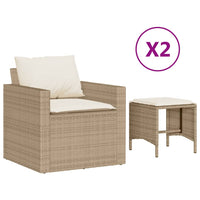 Set Divano da Giardino 4 pz con Cuscini Beige in Polyrattan 366362