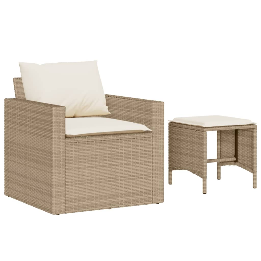 Set Divano da Giardino 4 pz con Cuscini Beige in Polyrattan 366362