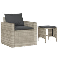 Set Divano da Giardino 4pz con Cuscini Grigio Chiaro Polyrattan 366364