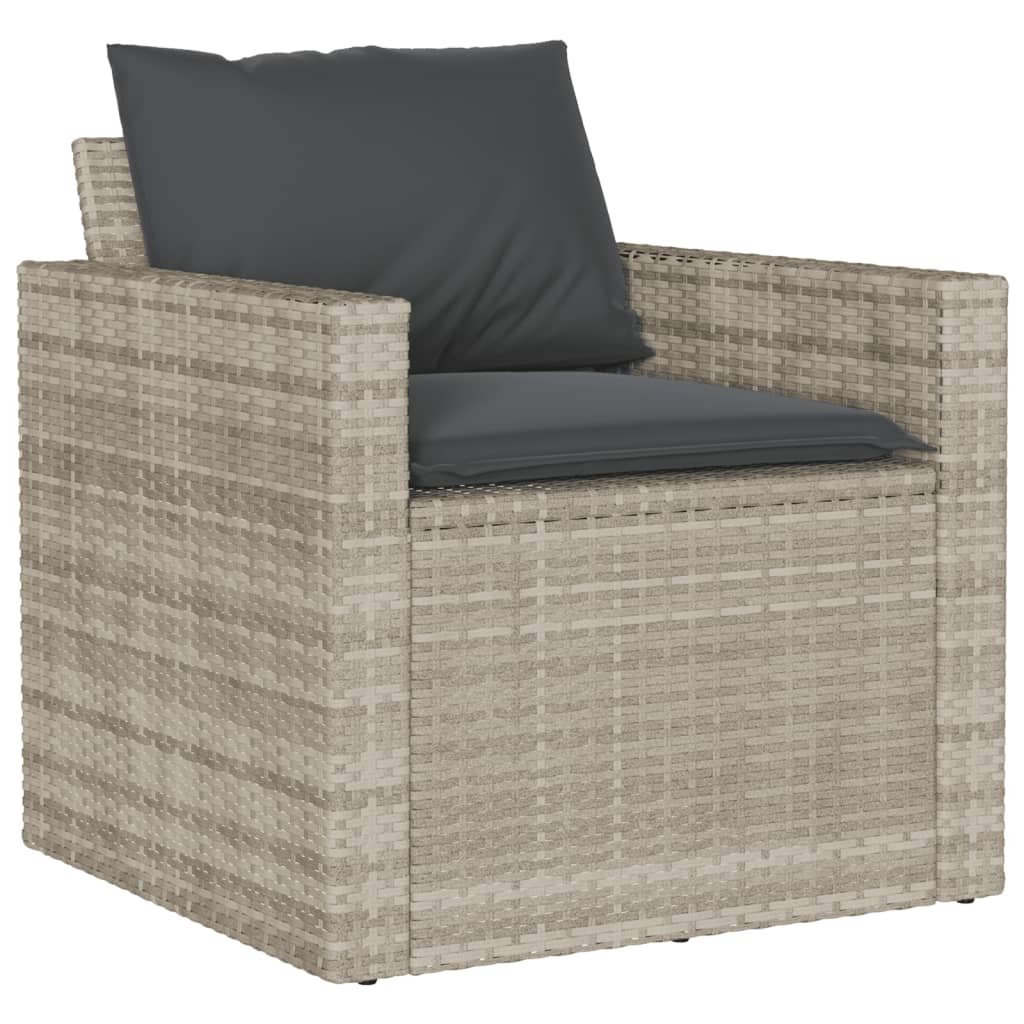 Set Divano da Giardino 4pz con Cuscini Grigio Chiaro Polyrattan 366364