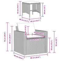 Set Divano da Giardino 4pz con Cuscini Grigio Chiaro Polyrattan 366364