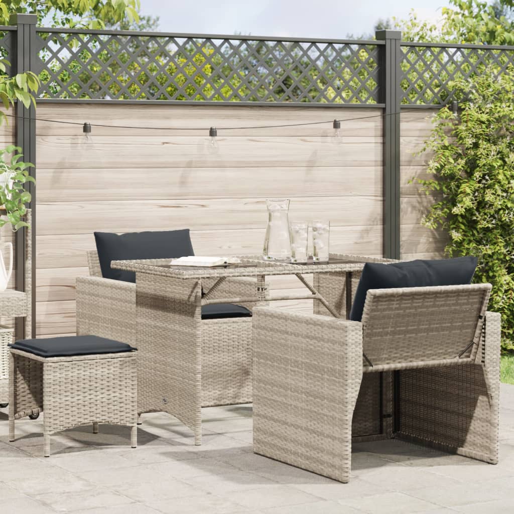 Set Divano da Giardino 4pz con Cuscini Grigio Chiaro Polyrattan 366364