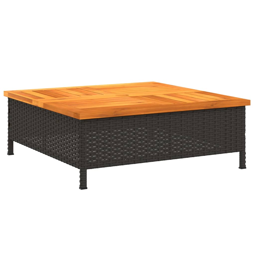 Copertura Base Ombrellone Nera 70x70x25 cm Polyrattan e Acacia 365952