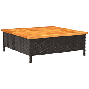 Copertura Base Ombrellone Nera 70x70x25 cm Polyrattan e Acacia 365952