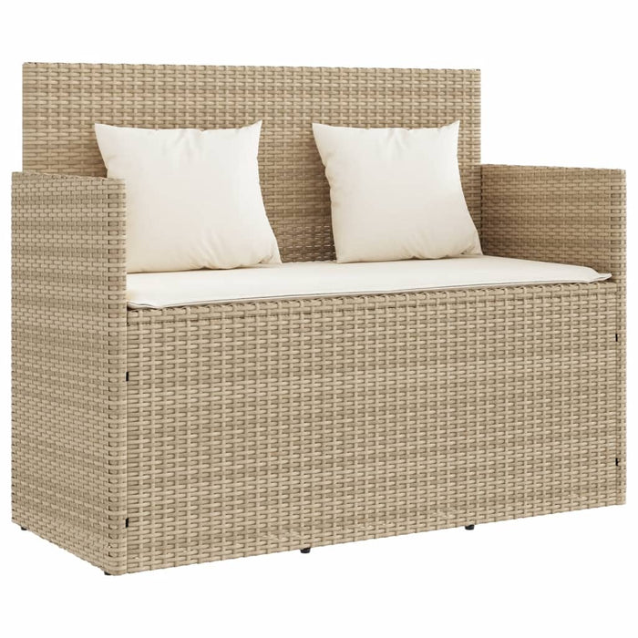 Panca da Giardino con Cuscini Beige in Polyrattan 365764