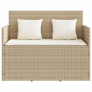 Panca da Giardino con Cuscini Beige in Polyrattan 365764