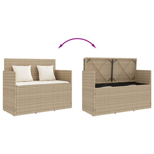 Panca da Giardino con Cuscini Beige in Polyrattan 365764