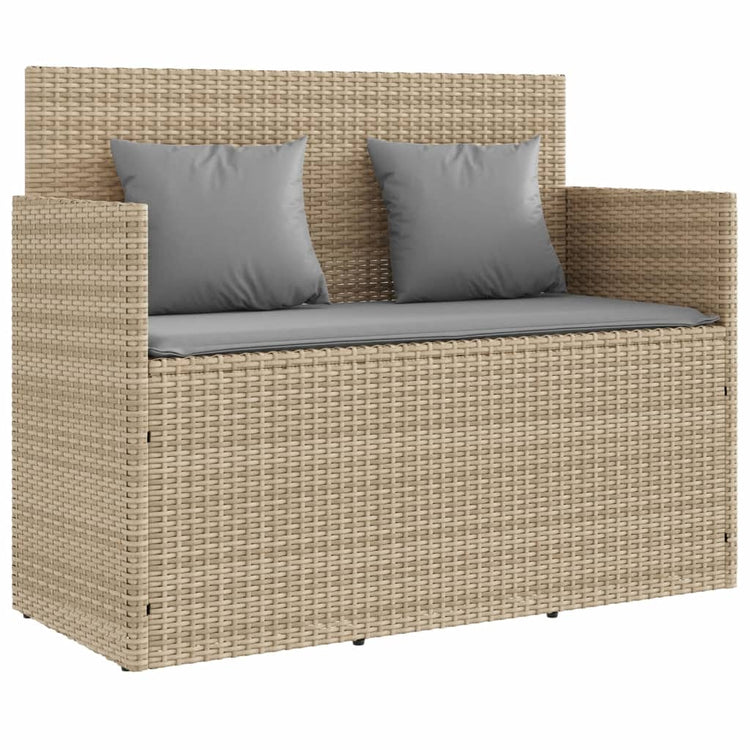 Panca da Giardino con Cuscini Beige in Polyrattan 365765