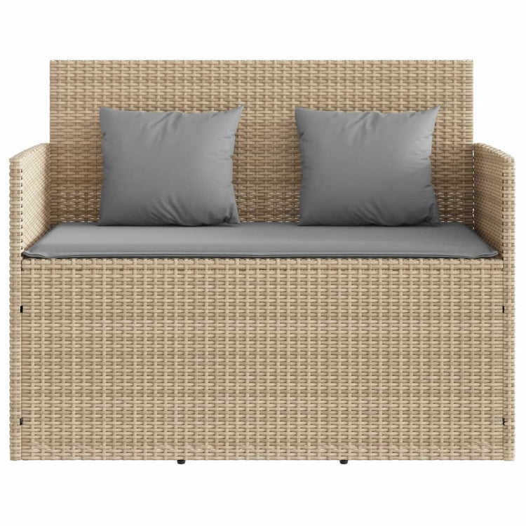 Panca da Giardino con Cuscini Beige in Polyrattan 365765